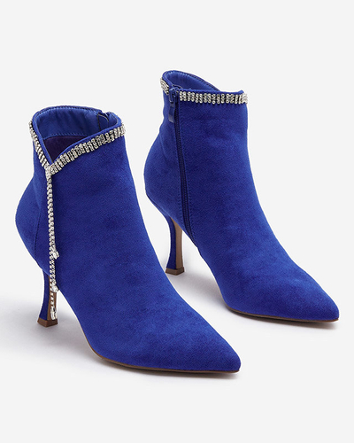 OUTLET Kobalt színű tűsarkú csizma cirkószegekkel Mehilla- Footwear