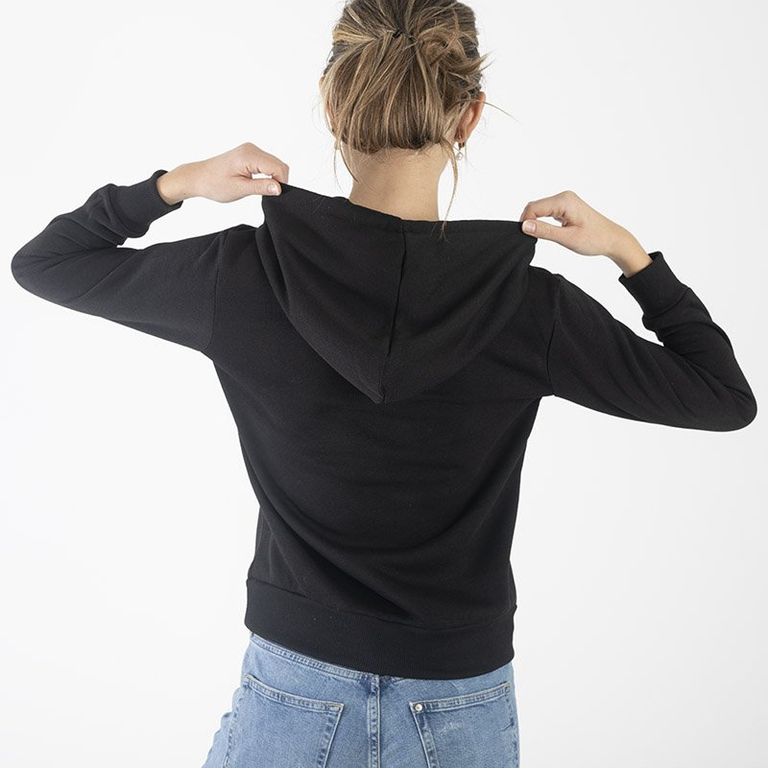 Női meleg fekete pulóver felirattal - Ruházat