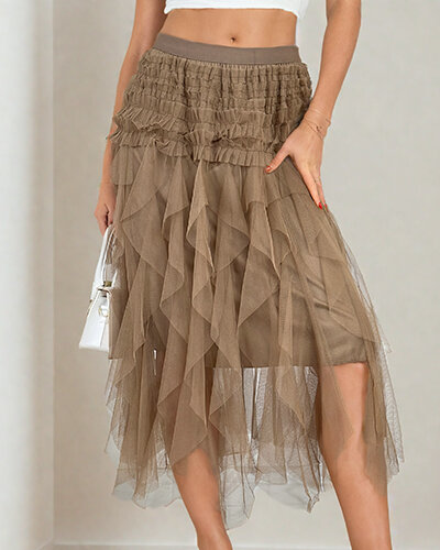 Royalfashion Női dupla rétegű midi szoknya