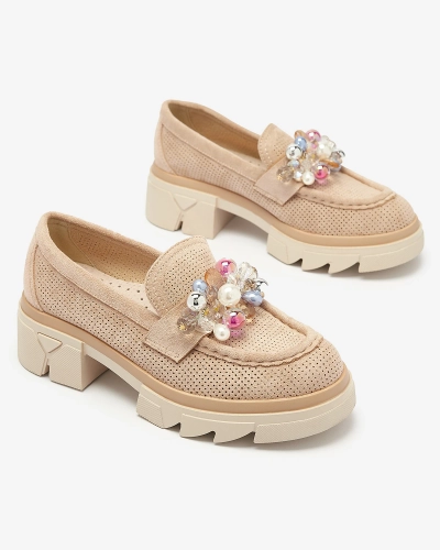 Női világosbarna áttört mokaszin Peloga- Footwear