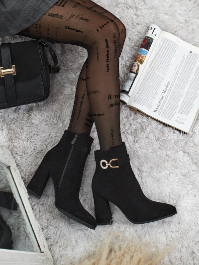 Victi női öko velúrbőr vastag sarkú bokacsizma