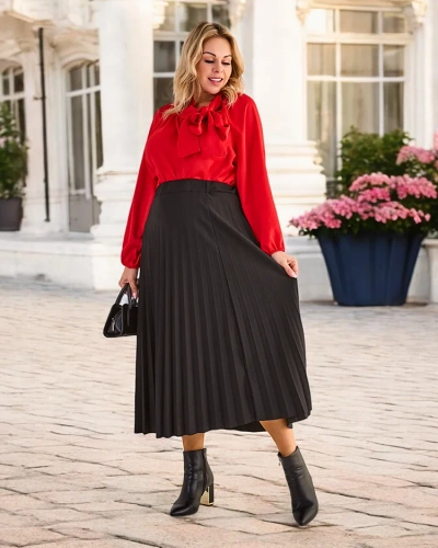 Royalfashion Gyűrt női midi szoknya PLUS SIZE