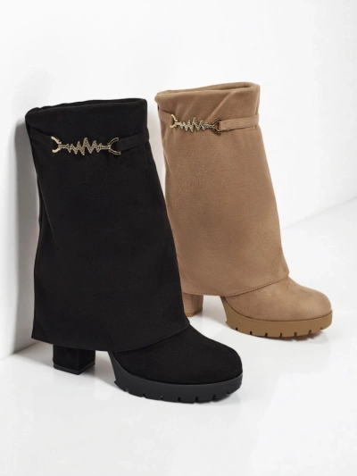 Luna Fekete Elegáns Bokacsizma Hideg Napokra