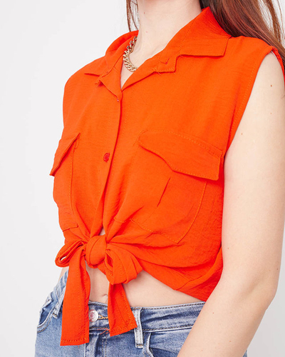 Narancssárga crop top blúz gombokkal rögzítve - Ruházat