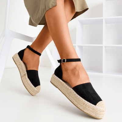 OUTLET Fekete női espadrillák a Maritel platformon - Lábbeli
