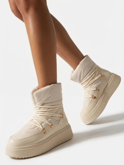 Royalfashion Női csúszós hócsizma krém színben Dabenda