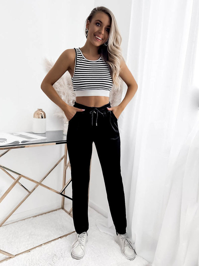 Női velúr tréningruha fekete PLUS SIZE- Ruházat