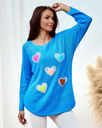 Royalfashion Vékony női pulóver szívekkel