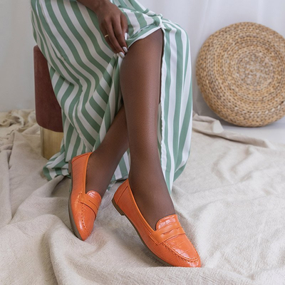 Narancssárga női mokaszin Satoko dombornyomással - cipő