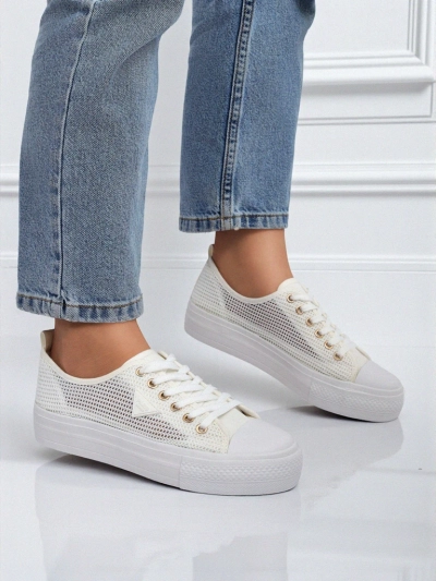 Női fehér Ariadne Mesh sneaker – szellős tornacipő lapos talpon
