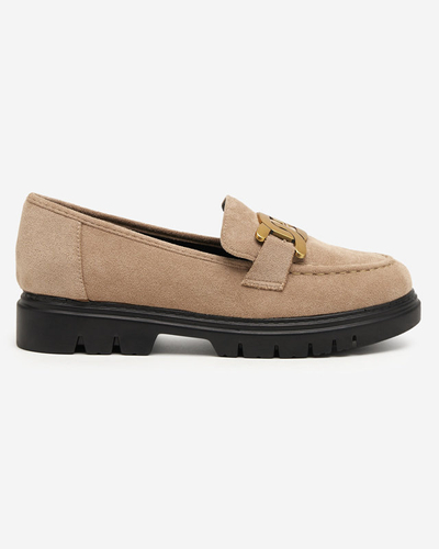 OUTLET Világosbarna női cipő arany díszítéssel Mubissa - Lábbeli