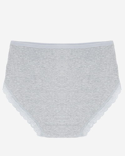 Szürke női pamut bugyi csíkos csipkével PLUSZ MÉRET - Fehérnemű