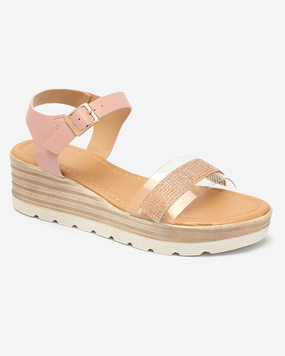 Royalfashion Rózsaszín női szandál sarokcipő cirkonokkal Zorzana