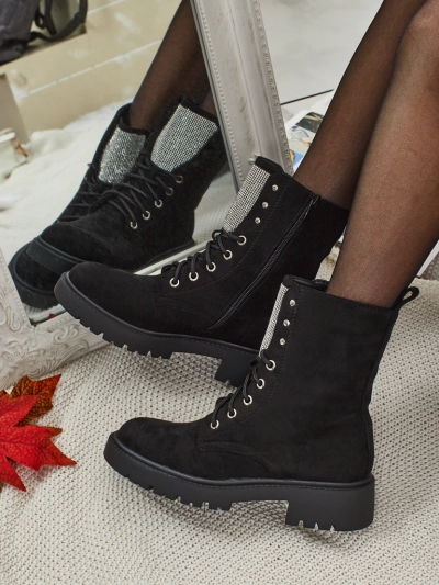 Ferlyne öko velúr fűzős női bokacsizma