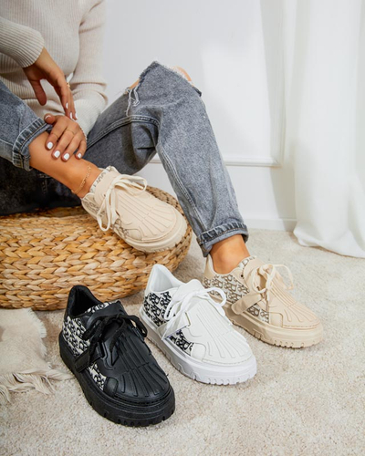 Női fekete sportcipő Ibibis mintával - Lábbeli