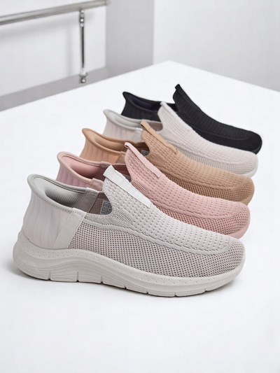 Aurelia Comfort Bézs Színű Slip On Női Szövet Cipő Lapos Sarokkal