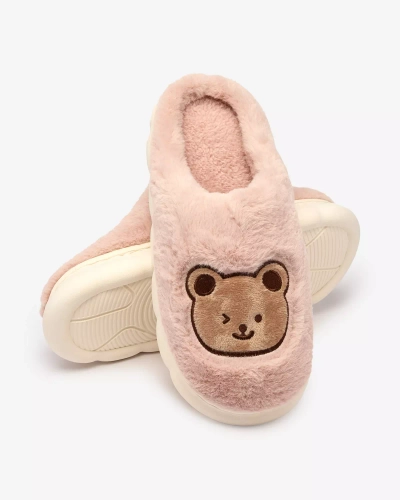 Royalfashion Lila női szőrme papucs mackóval Hettres