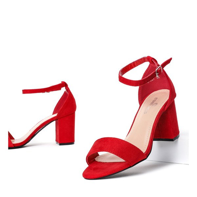 Sandały czerwone z eko-skóry na słupku Cefalia - Obuwie