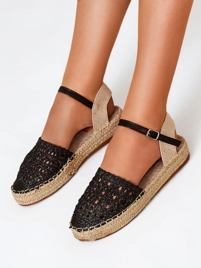 Női fekete espadrillák áttört Triumf - Lábbeli