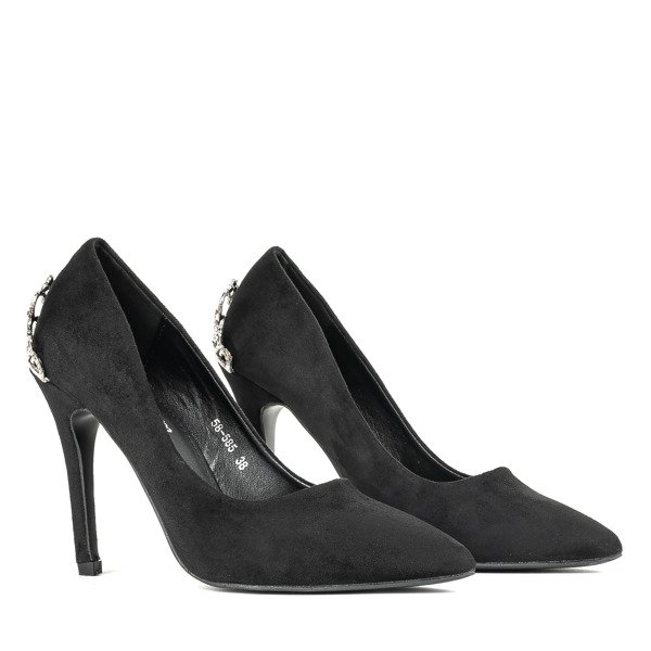 Czarne szpilki z ozdobą Devya - Obuwie