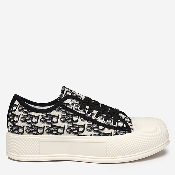 OUTLET Mintás női tornacipő a platformon fekete színben Berika - Lábbeli