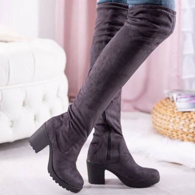 OUTLET Szürke csizma egy magasabb oszlopon Moccalinea - Lábbeli