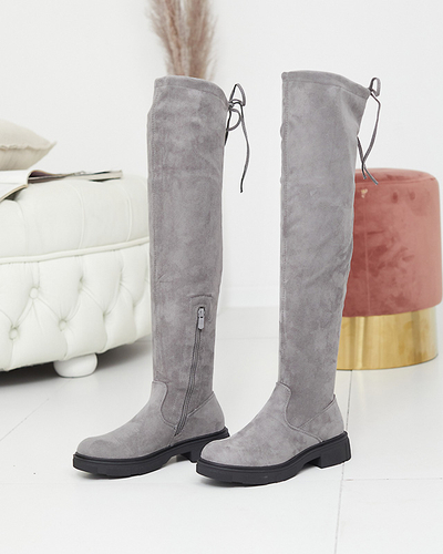 Szürke női csizma térd fölött Weratsa - Lábbeli