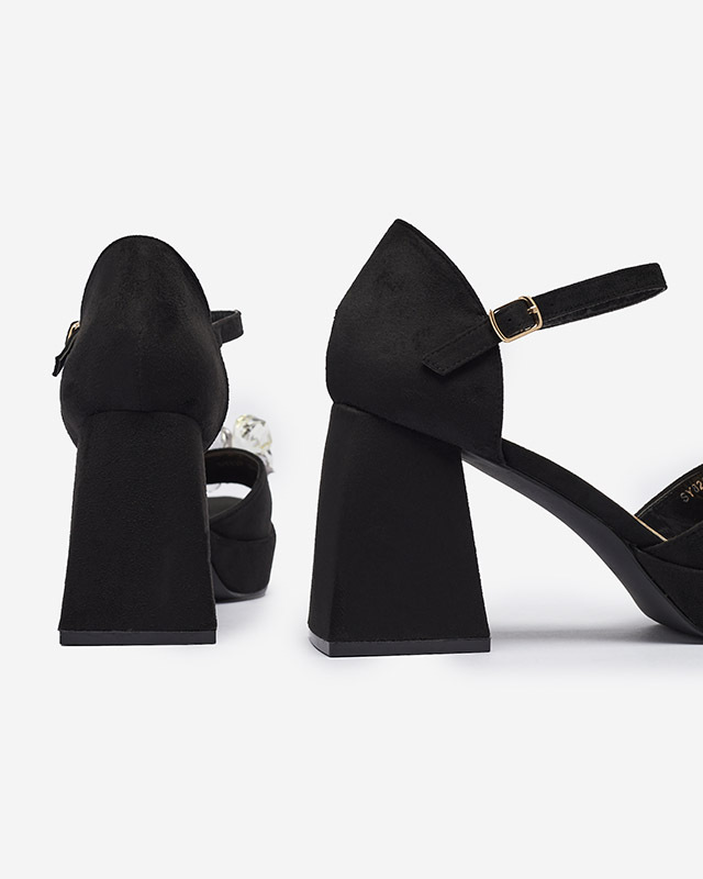 Fekete női szandál kristályokkal Celidi - Lábbeli