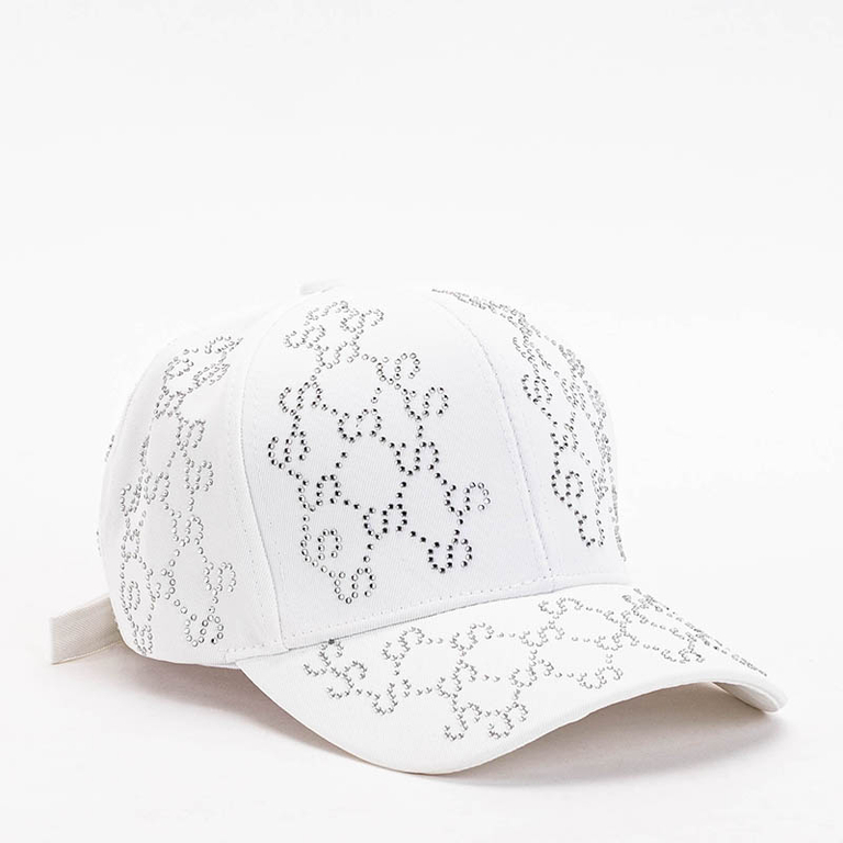 Női fehér baseball sapka cirkóniákkal - Kiegészítők