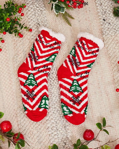 Piros női zokni karácsonyi mintával - Fehérnemű