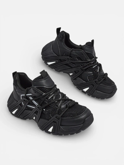 Athena fekete női szintetikus sport sneakerek mindennapi használatra