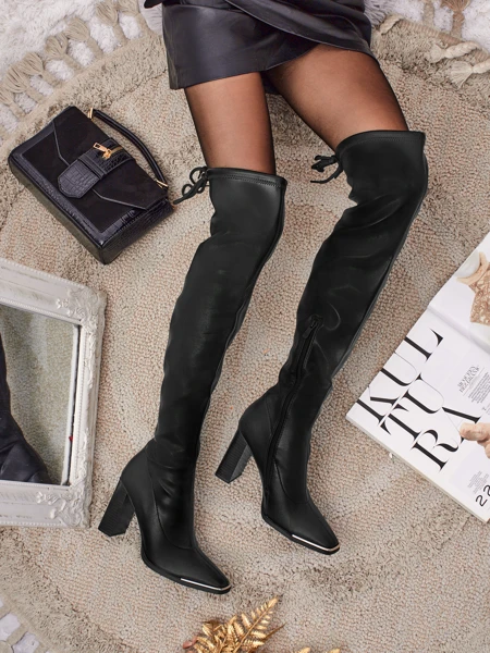 Női térd fölötti öko bőr csizma, Aurora Drift magassarkú