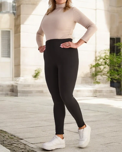 Fekete klasszikus női szigetelt leggings PLUSZ MÉRET - Ruházat