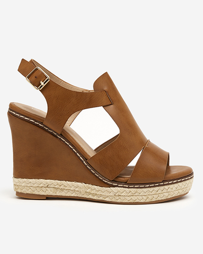 OUTLET Világosbarna női szandál magas éken Clack - Shoes