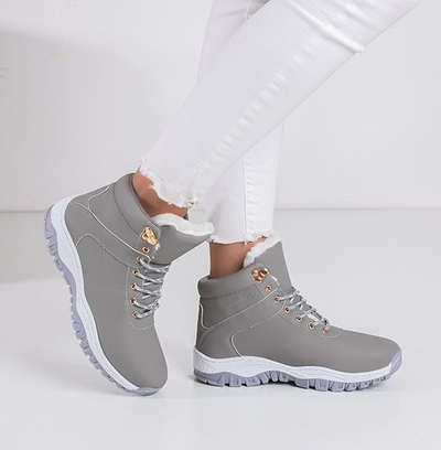 Női meleg ökobőr túracipő szürke Filis színben - cipő