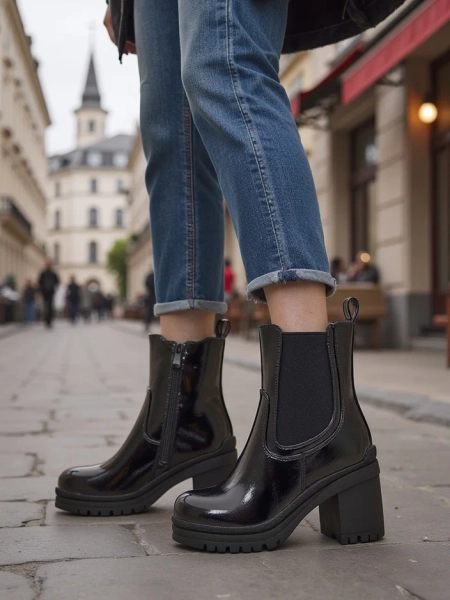 Royalfashion Női bokacsizma tömbsarkon Foddise