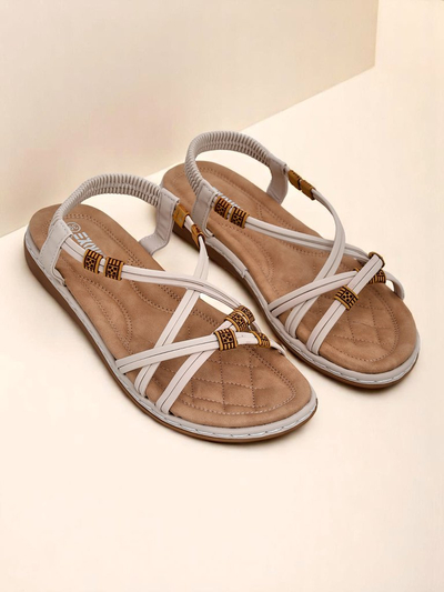 Royalfashion Aelia bézs női szandál ökológiai bőrből