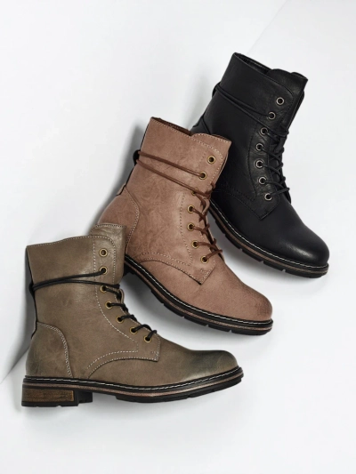 Flora Zöld Bőr Elegáns Női Bokacsizma Őszre