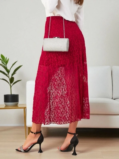 Royalfashion Női midi szoknya csipkével