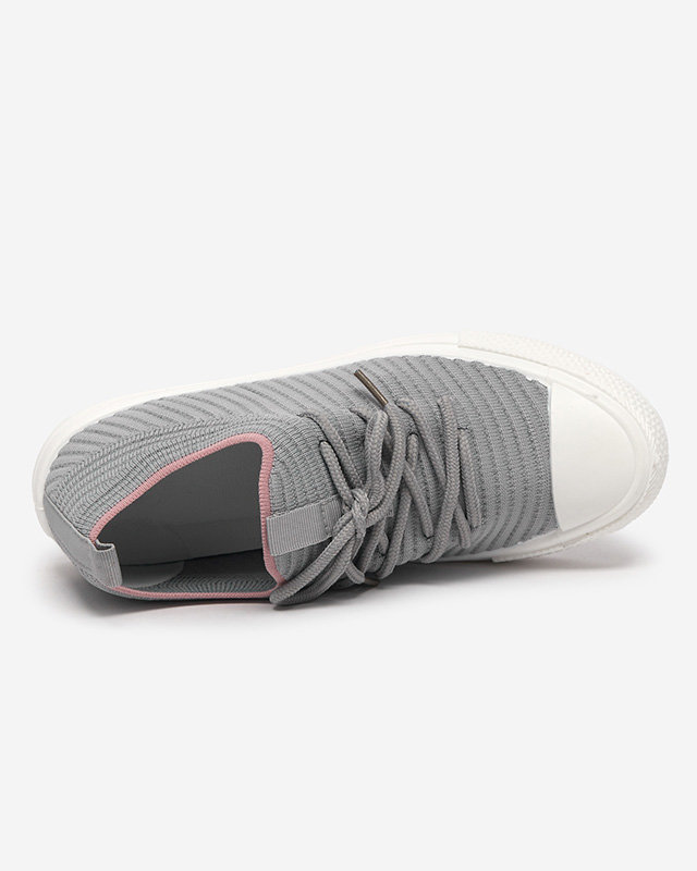 OUTLET Szürke női bordás tornacipő Manfer- Footwear