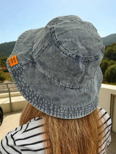 Athena Denim Look női bucket kalap poliészterből, kényelmes