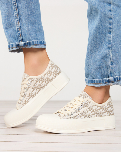 OUTLET Mintás női platform tornacipő bézs Berika színben - Lábbeli