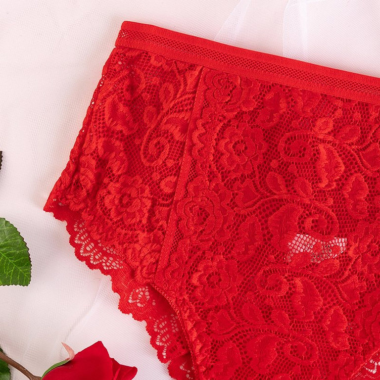 Női piros csipke bugyi - Fehérnemű