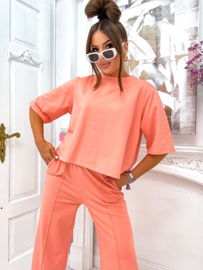 Royalfashion Női pamut készlet trapéznadrággal