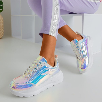 OUTLET holografikus cipő vastag Dambi platformon - lábbeli