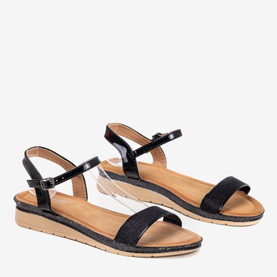 OUTLET Fekete női szandál alacsony éken Lisia - Cipő