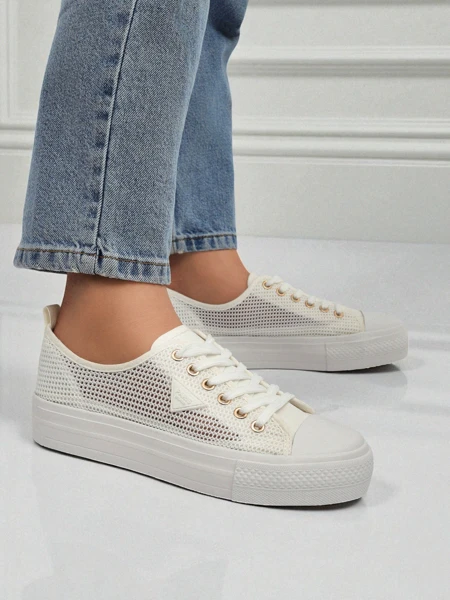 Női fehér Ariadne Mesh sneaker – szellős tornacipő lapos talpon