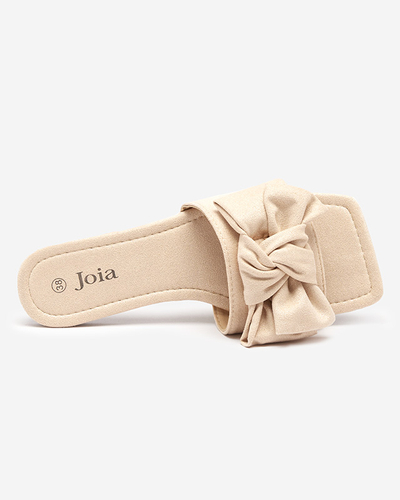 Bézs színű női papucs szövet masnival Kelisso - Lábbeli