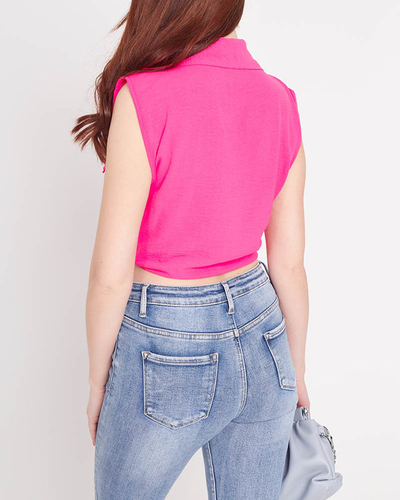 Fukszia crop top blúz gombokkal rögzítve - Ruházat