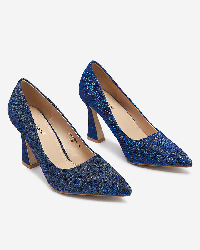 Női brokát cipő kobalt színben Bluskita - Lábbeli